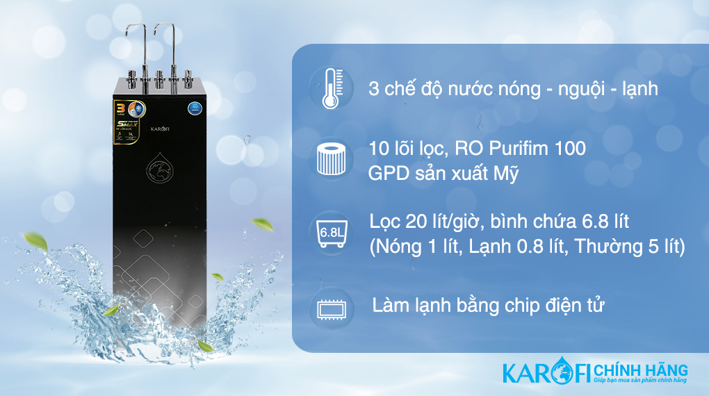 Máy lọc nước nóng lạnh Karofi KAD-X39