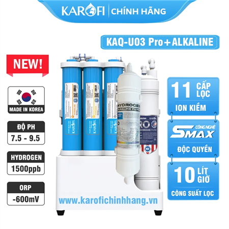 Máy lọc nước hydrogen ion kiềm Karofi KAQ-U03 PRO+ALKALINE - 11 lõi
