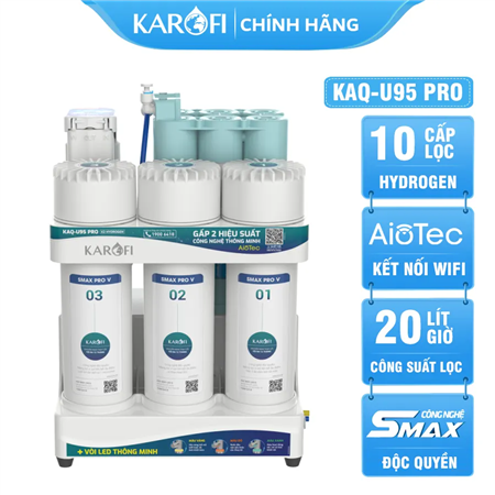 Máy lọc nước Karofi KAQ-U95 Pro - Vòi LED, 10 lõi lọc