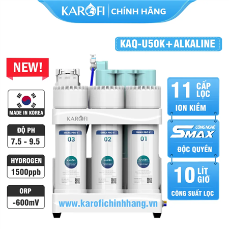 Máy lọc nước ion kiềm Karofi KAQ-U50K + ALKALINE 11 Lõi lọc
