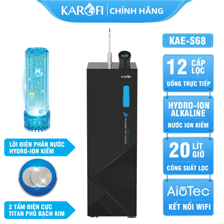 Máy lọc nước Hydro-ion kiềm Karofi KAE-S68 - 12 lõi lọc