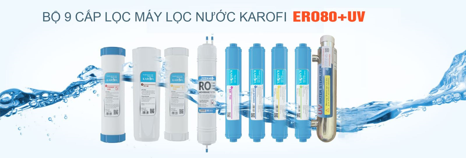 Máy lọc nước Karofi ERO80+UV - 9 cấp lọc, đèn UV diệt khuẩn