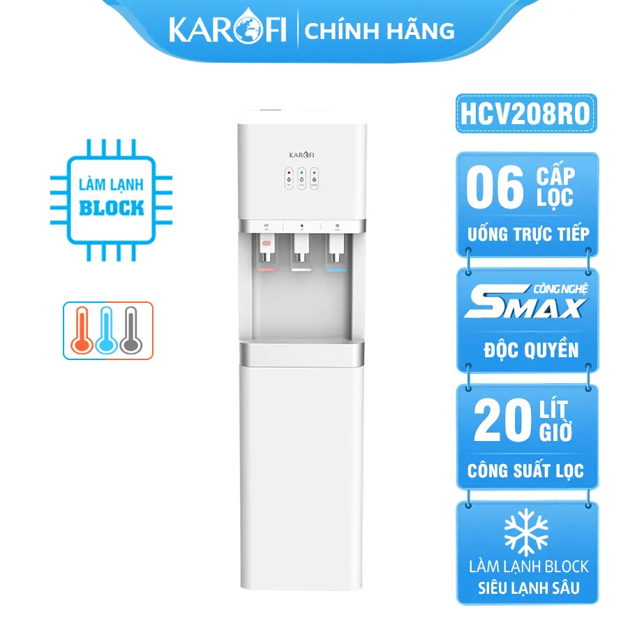 Cây nước nóng lạnh Karofi HCV208RO - Tích hợp bộ lọc RO