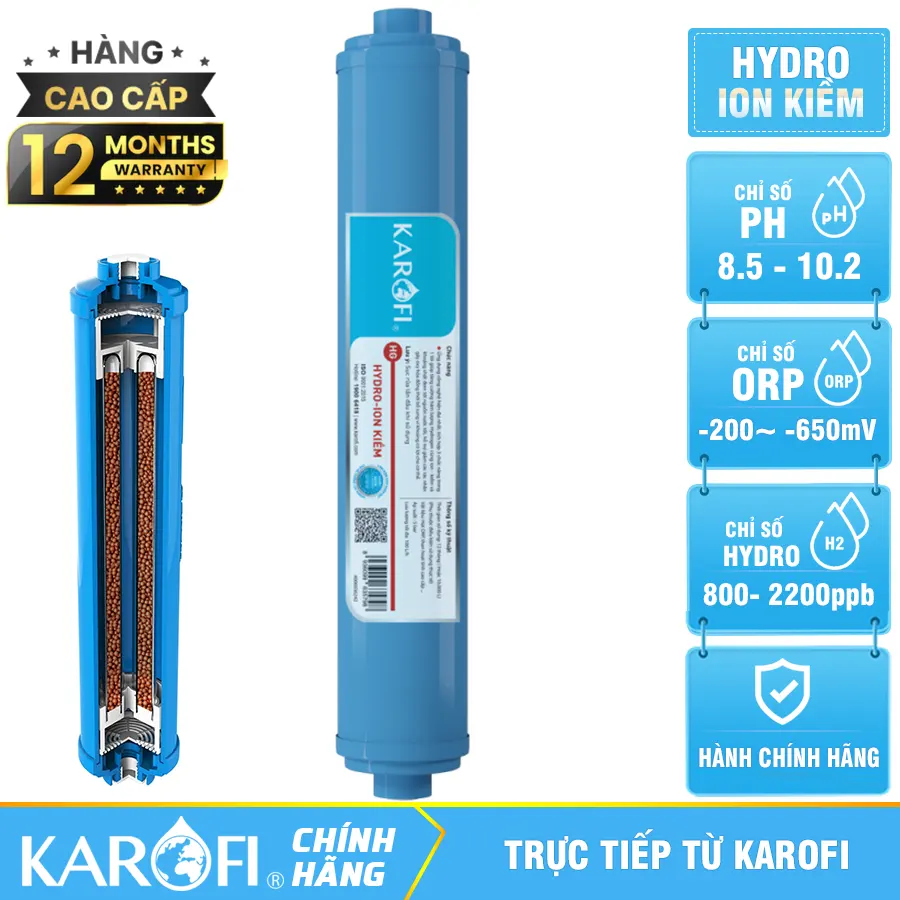 Lõi lọc nước Hydrogen ion kiềm Karofi - HÀNG CHÍNH HÃNG