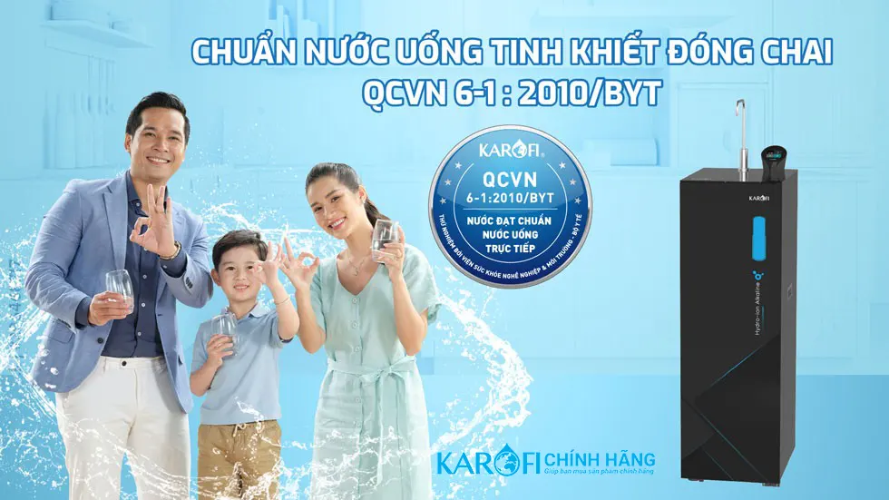 Chuẩn nước uống tại vòi Máy lọc nước Hydro-ion kiềm Karofi KAE-S68