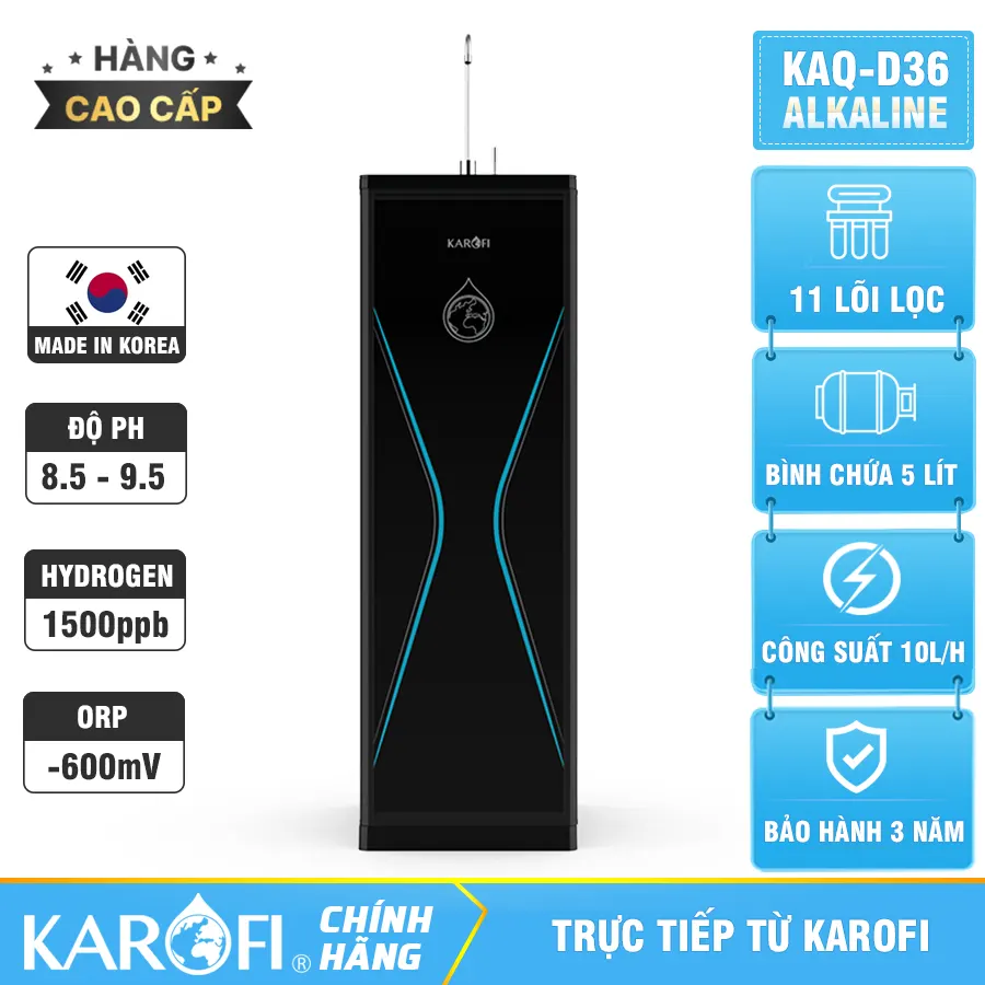 Máy lọc nước Karofi KAQ-D36 + ALKALINE - 11 Lõi ion Kiềm