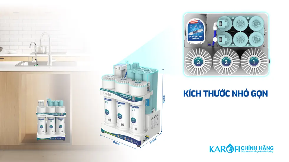 Thiết kế nhỏ gọn  Máy lọc nước Karofi KAQ-U95 Pro