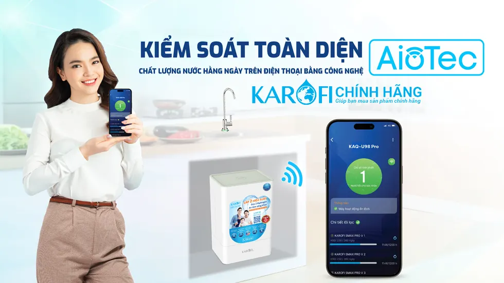 Máy lọc nước Karofi KAQ-U98 Pro công nghệ Aiotec