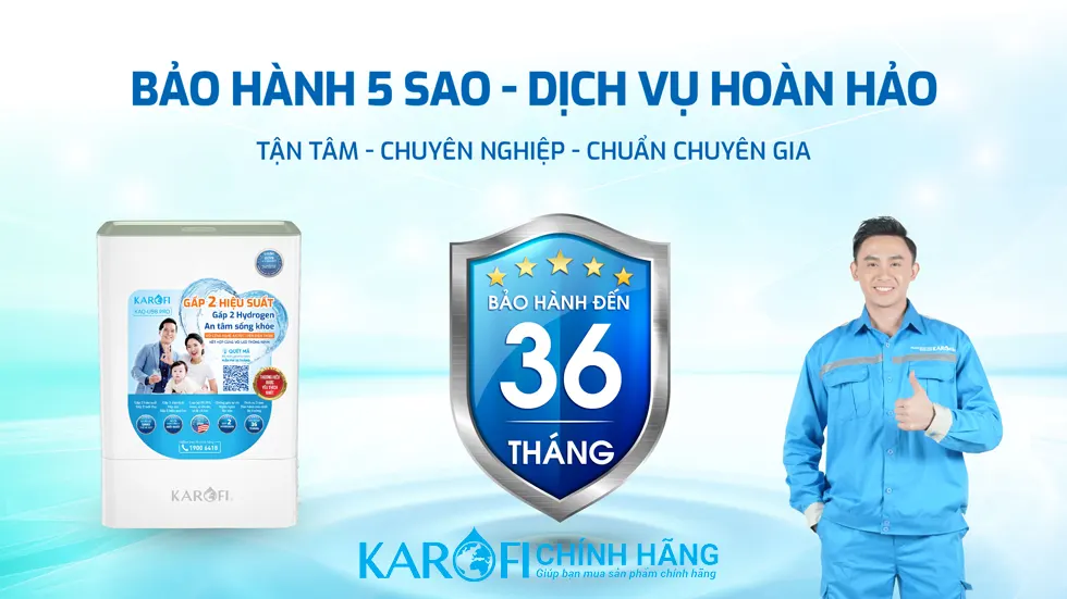 Máy lọc nước Karofi KAQ-U98 Pro bảo hành 36 tháng