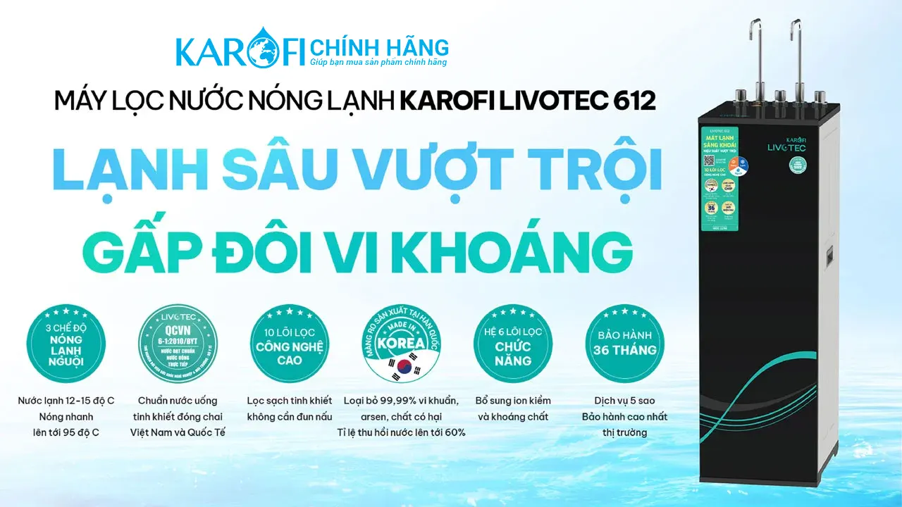 Máy lọc nước nóng lạnh Karofi Livotec 612