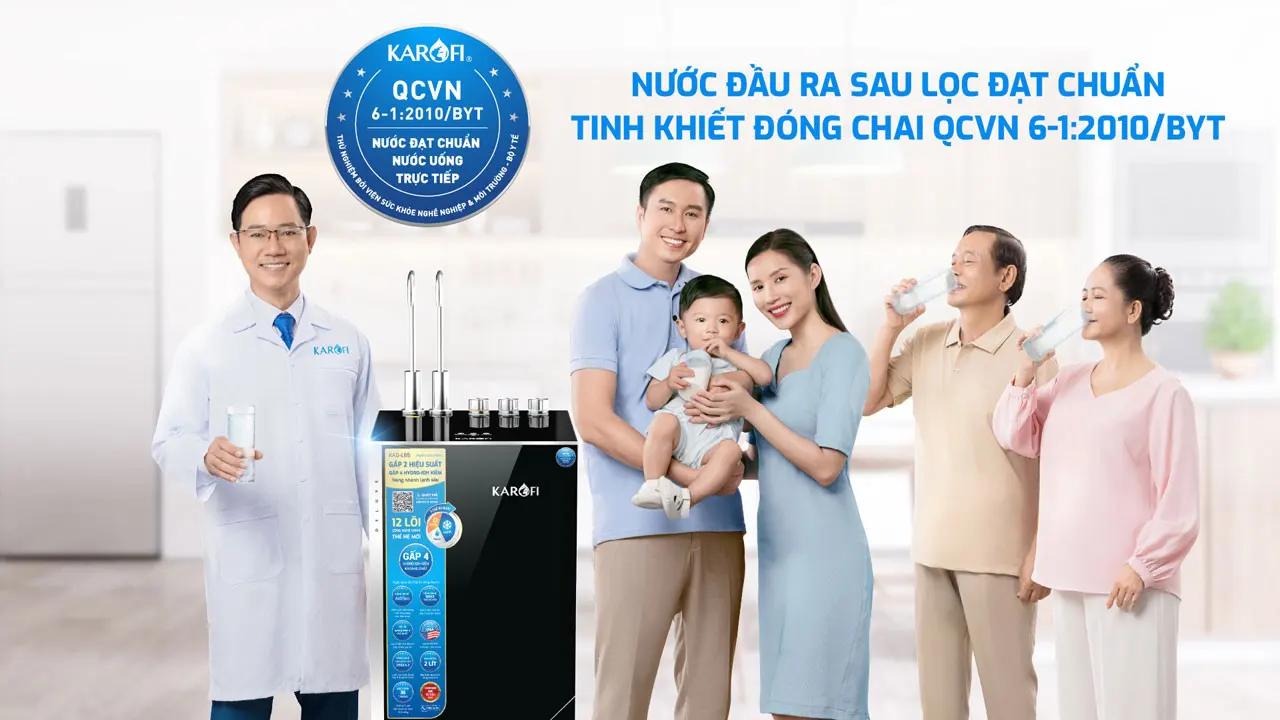 Nước đạt chuẩn uống trực tiếp Máy lọc nước nóng lạnh Karofi KAD-L85