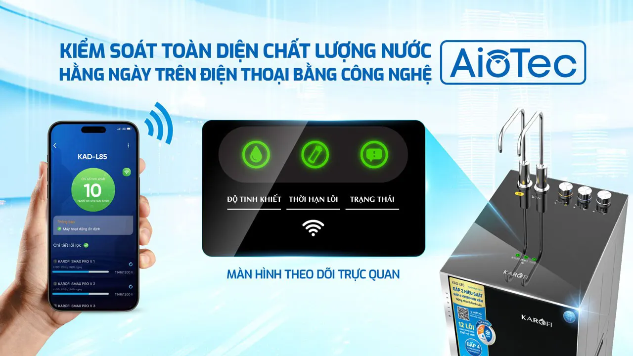 Công nghệ Aiotec Máy lọc nước nóng lạnh Karofi KAD-L85