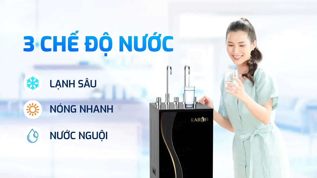 Máy lọc nước nóng lạnh Karofi KAD-D66S PRO 3 chế độ nước