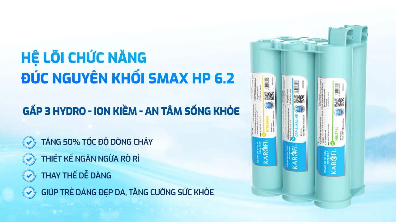 Máy lọc nước nóng lạnh Karofi KAD-D66S PRO Gấp 3 Hydrogen ion kiềm