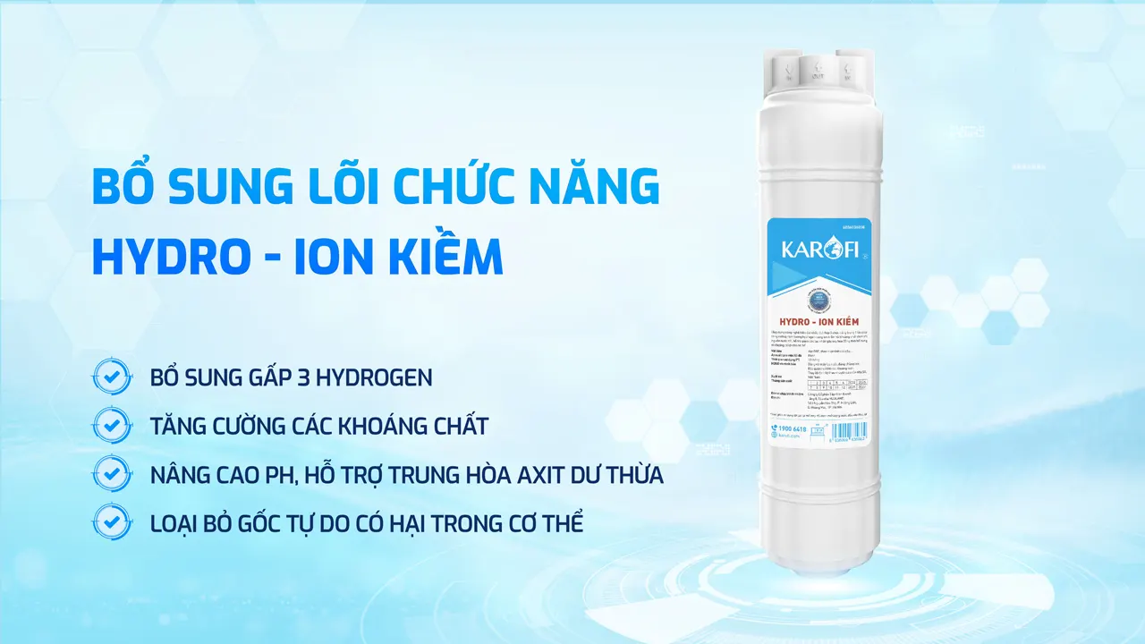 Máy lọc nước nóng lạnh Karofi KAD-D66S PRO Lõi lọc nước Ion kiềm