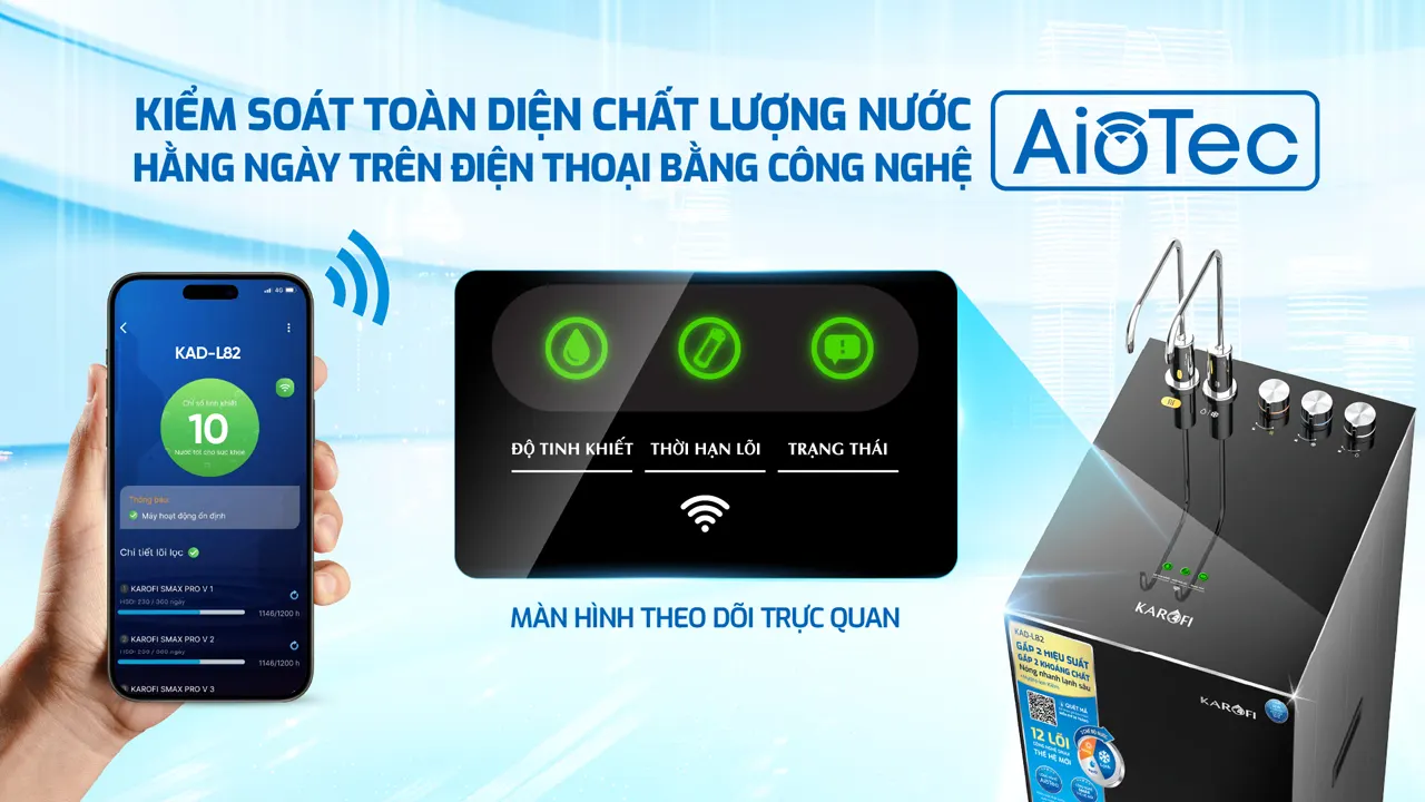 Công nghệ Aiotec máy lọc nước nóng lạnh Karofi KAD-L82