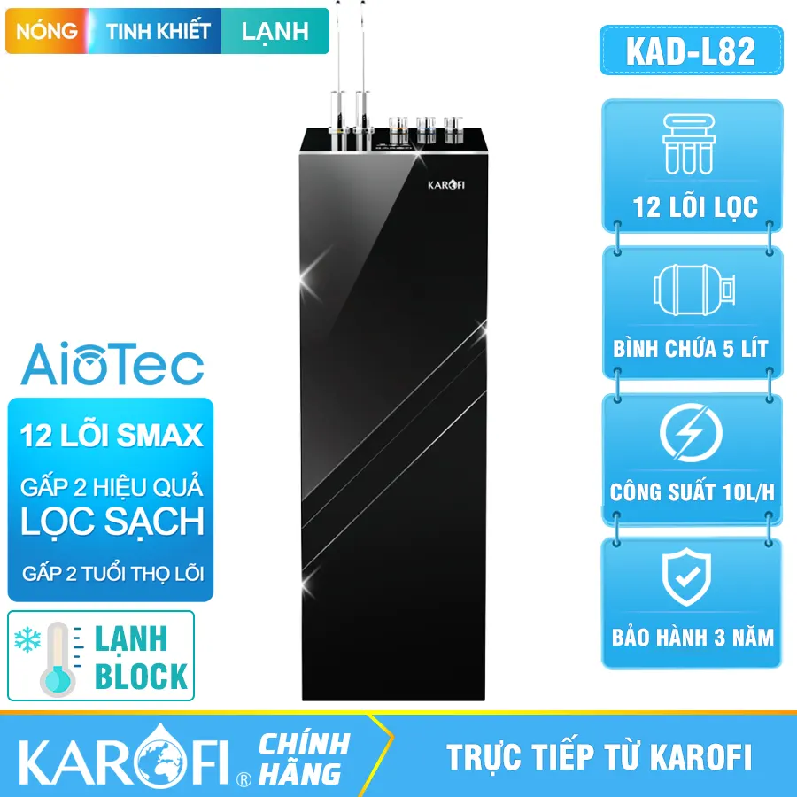 Máy lọc nước nóng lạnh Karofi KAD-L82 - 12 Lõi Mẫu 2025