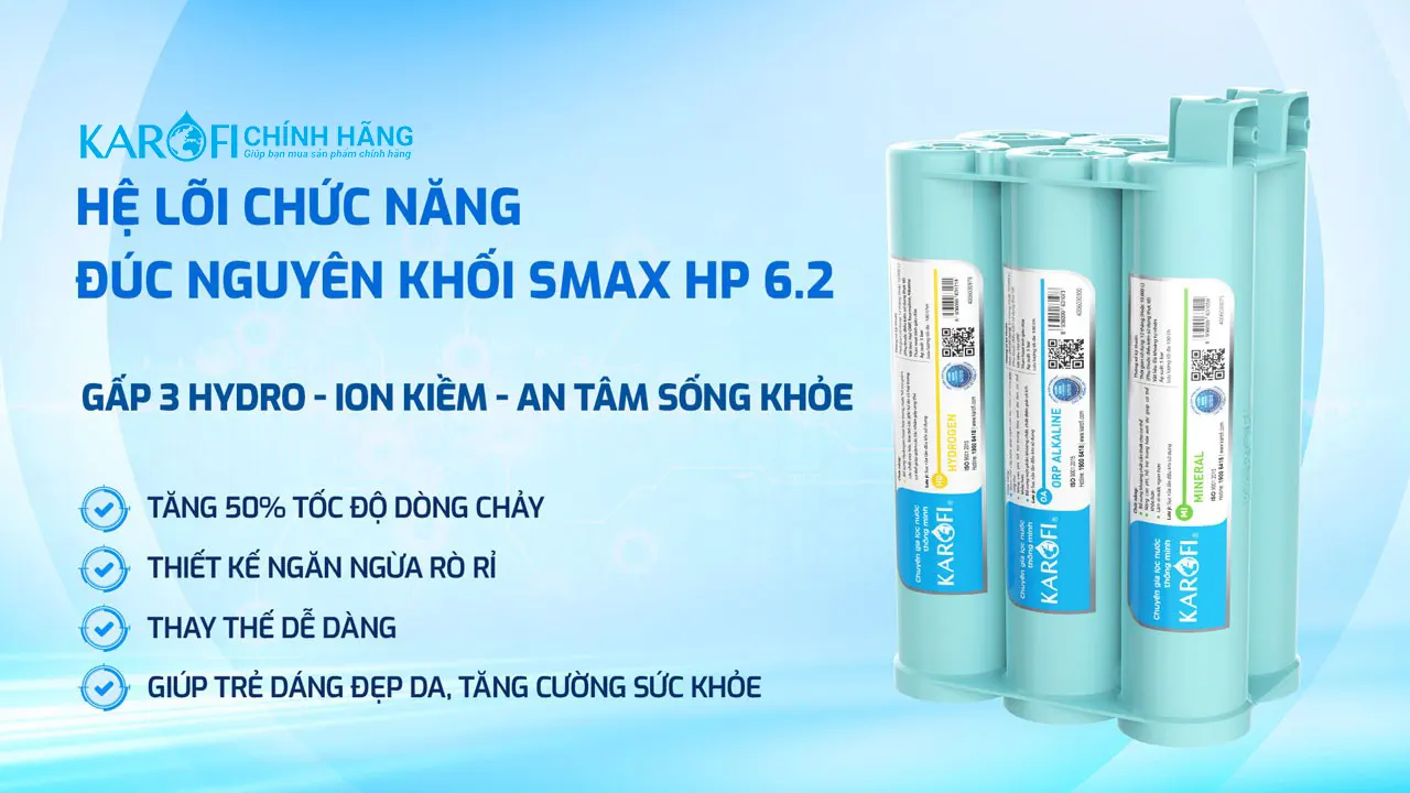 Bộ lõi chức năng HP6.2 Máy lọc nước nóng lạnh Hydro-ion kiềm Karofi KAE-S86