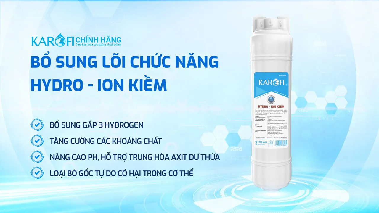 Lõi điện phân ion kiềm Máy lọc nước nóng lạnh Hydro-ion kiềm Karofi KAE-S86