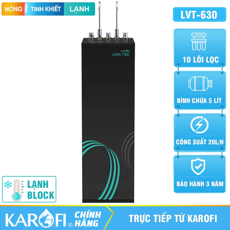 Máy lọc nước Karofi Livotec 630 - 10 Lõi - Nóng- Lạnh- Nguội