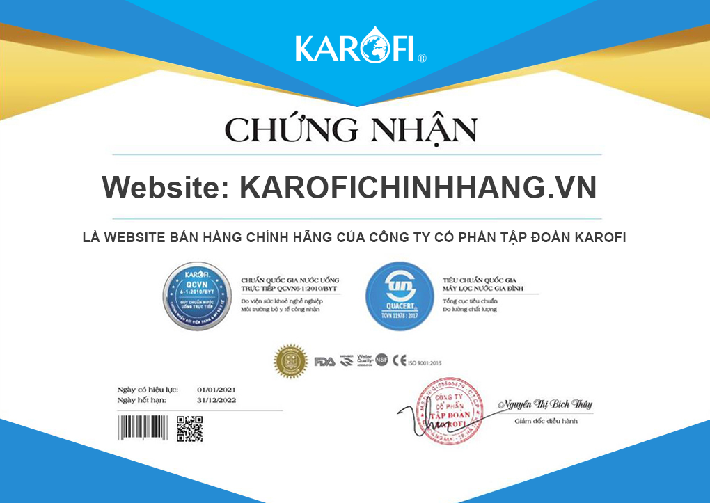 Chứng Nhận Karofi Chính Hãng