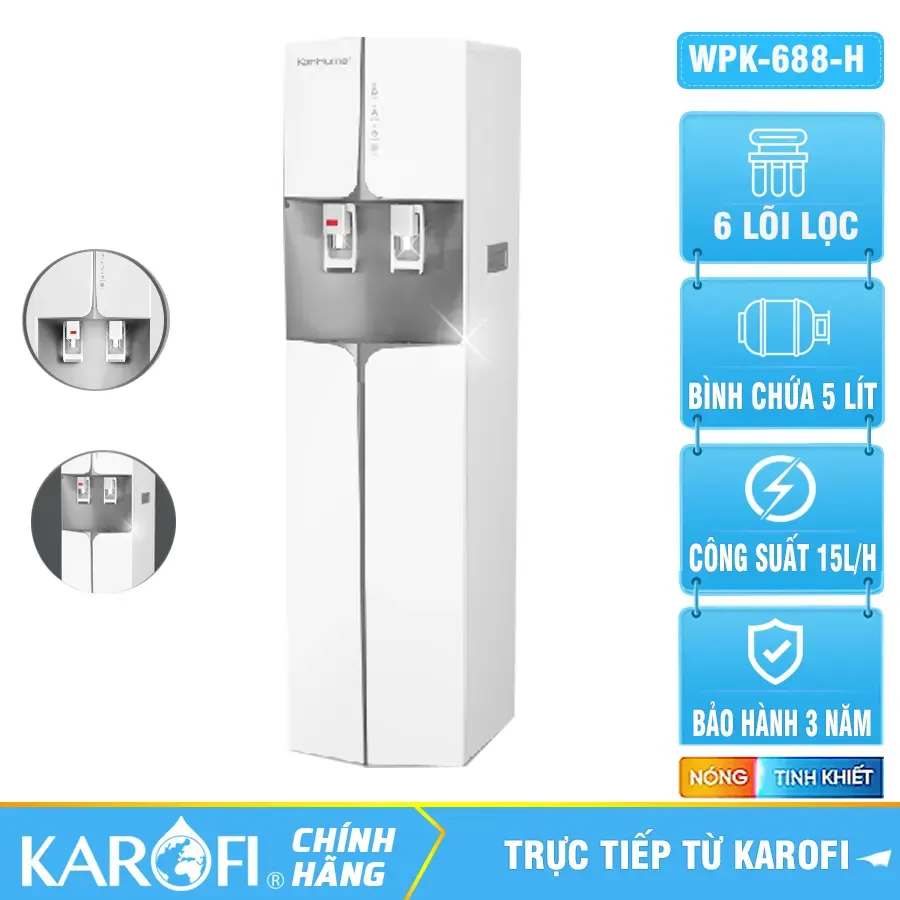 Máy lọc nước tích hợp nóng nguội Korihome WPK-688-H- 6 Lõi Lọc