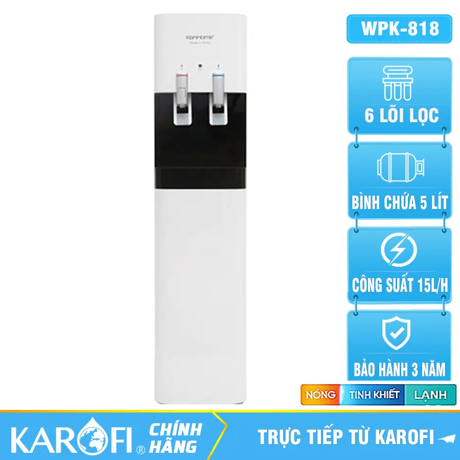 Máy lọc nước tích hợp nóng lạnh Korihome WPK-818- 6 lõi lọc