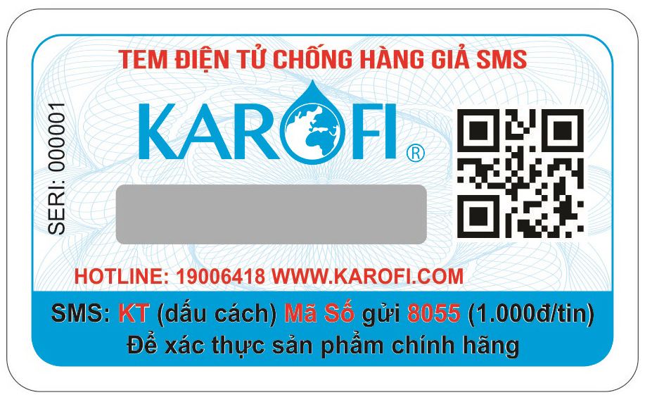 Tem xác nhận máy lọc nước karofi chính hãng